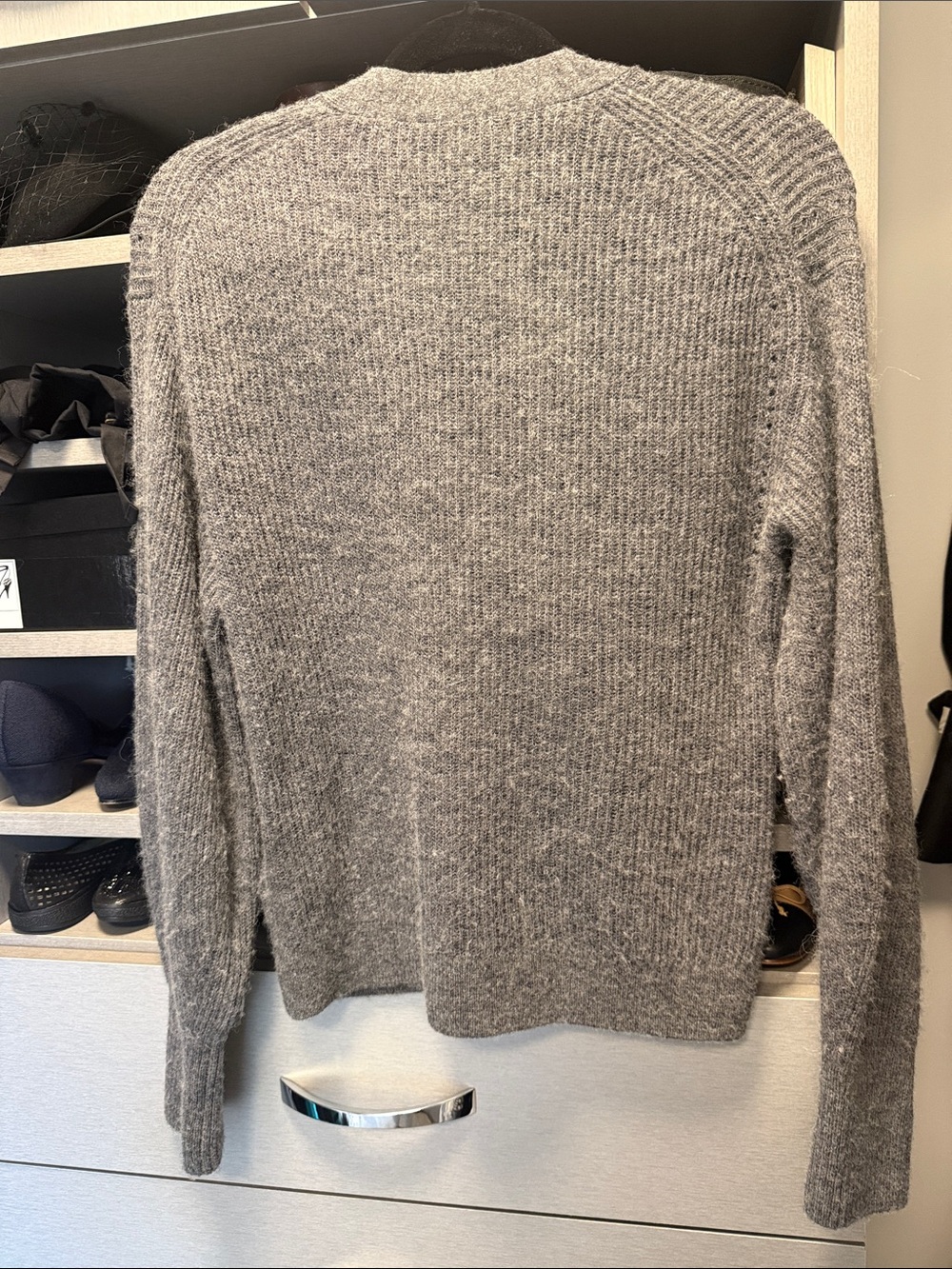 Quince Heather Gray Button-Front Women's Cardigan - Picture 6 of 7